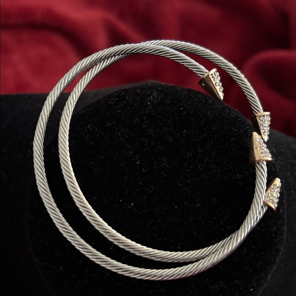 Elegant Silver and Gold-Tone Titanium bling Women's Bracelet - Picture 6 of 13